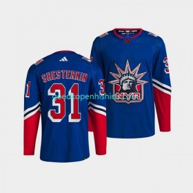 New York Rangers Igor Shesterkin 31 Adidas 2022-2023 Reverse Retro Blauw Authentic Shirt - Mannen